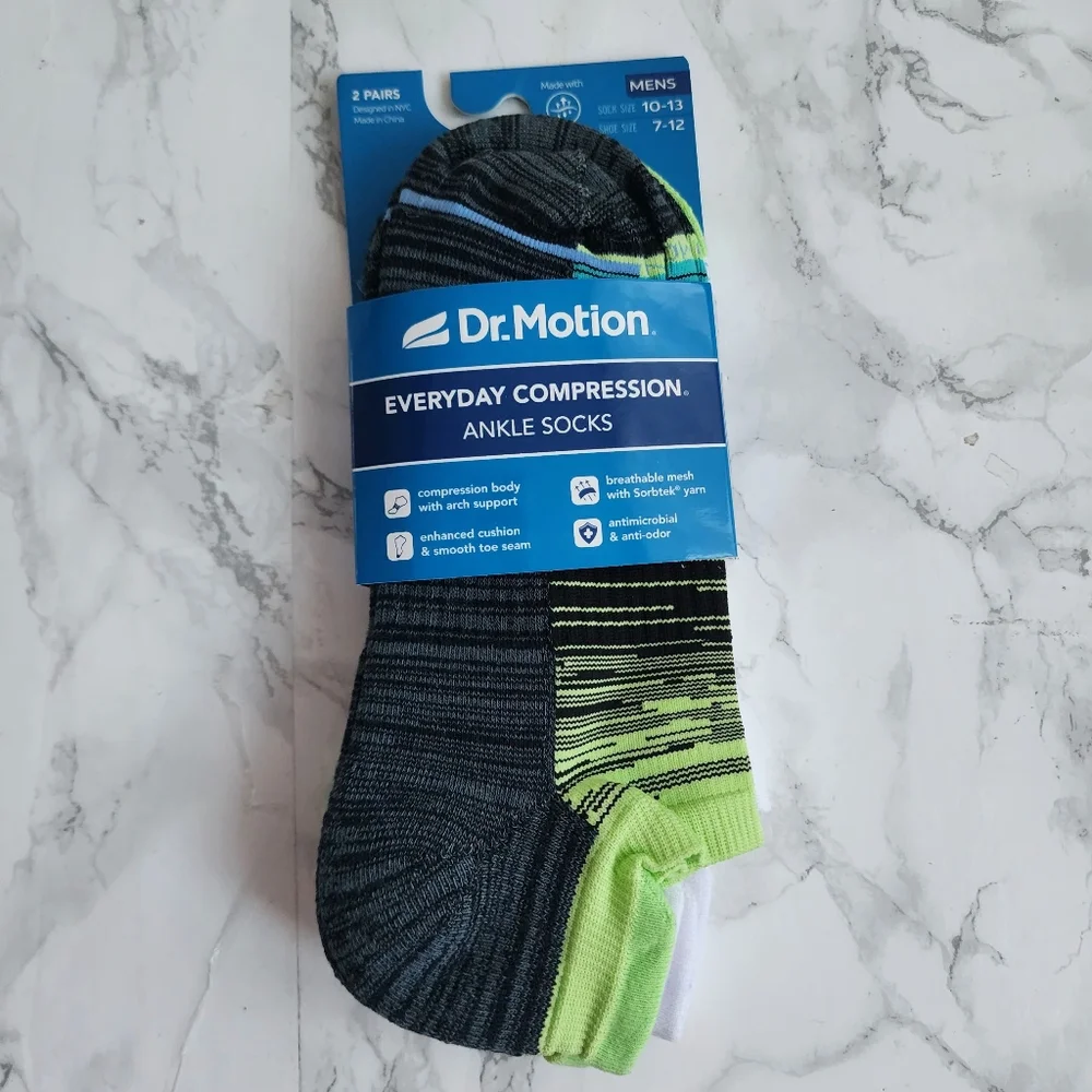 Dr. Motion Ankle Socks 6 Pairs Compression Socks Size Socks 10-13 Shoe 7-12